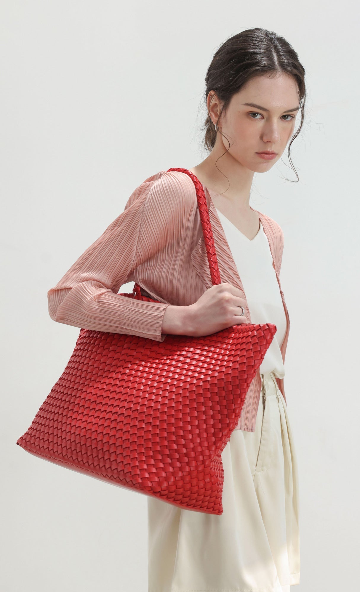 Ena weaving shopper bag_red