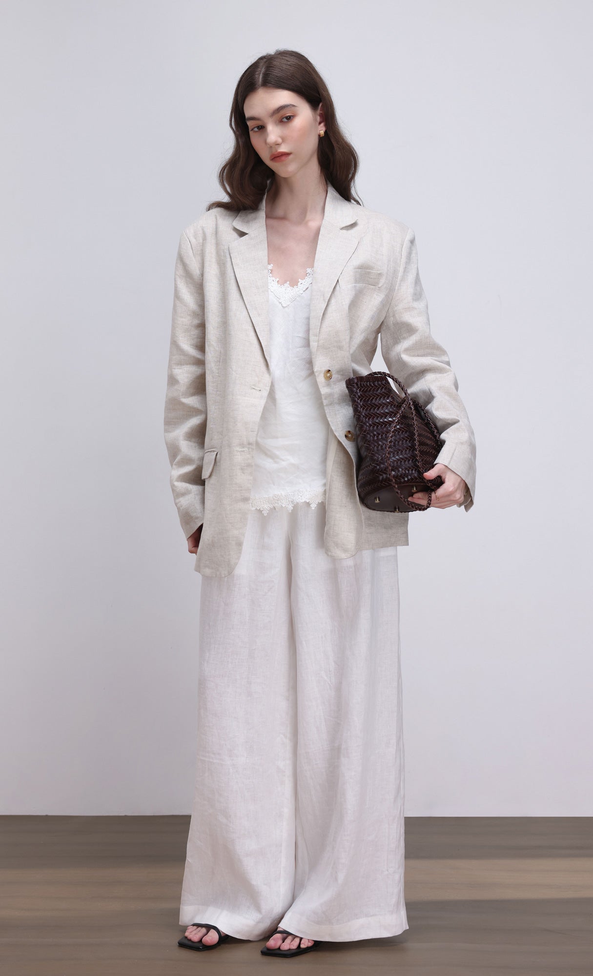 [Pouch SET] Stacy weaving leather shoulder bag_brown