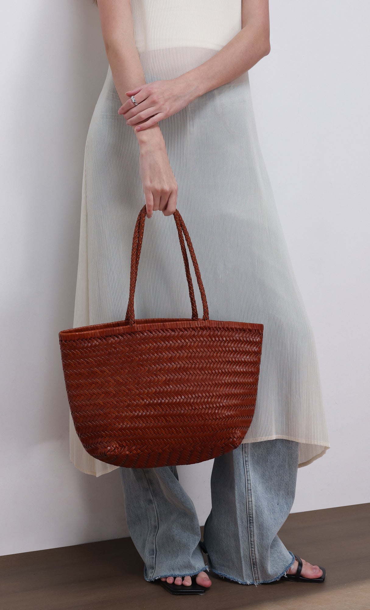 [Pouch SET] Kevin weaving leather shoulder bag_camel