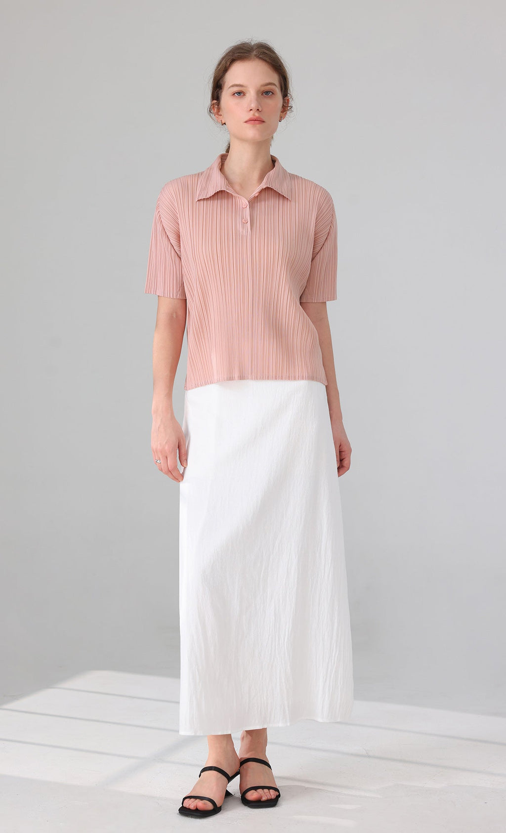 Essen Collard pleated Shirts_pink