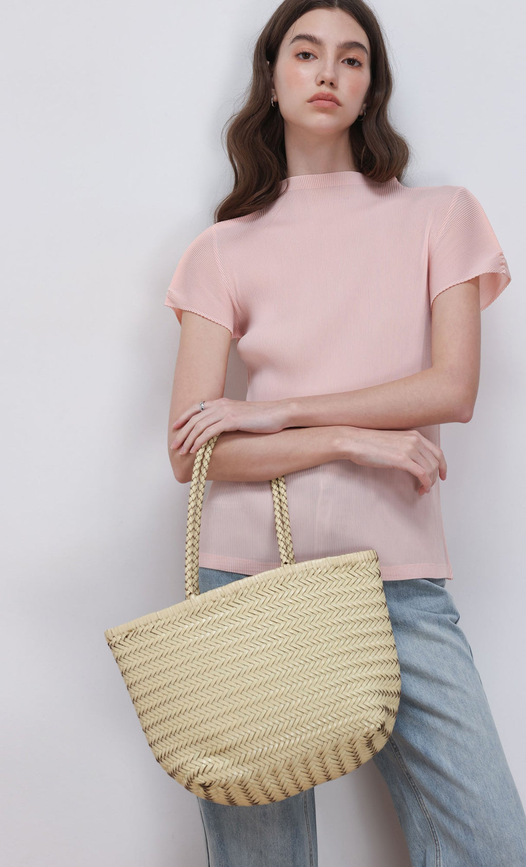[Pouch SET] Kevin weaving leather shoulder bag_ivory