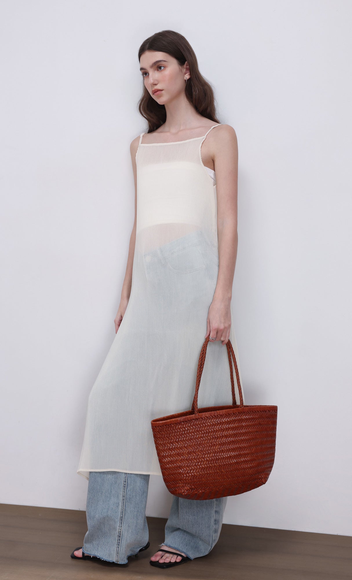 [Pouch SET] Kevin weaving leather shoulder bag_camel