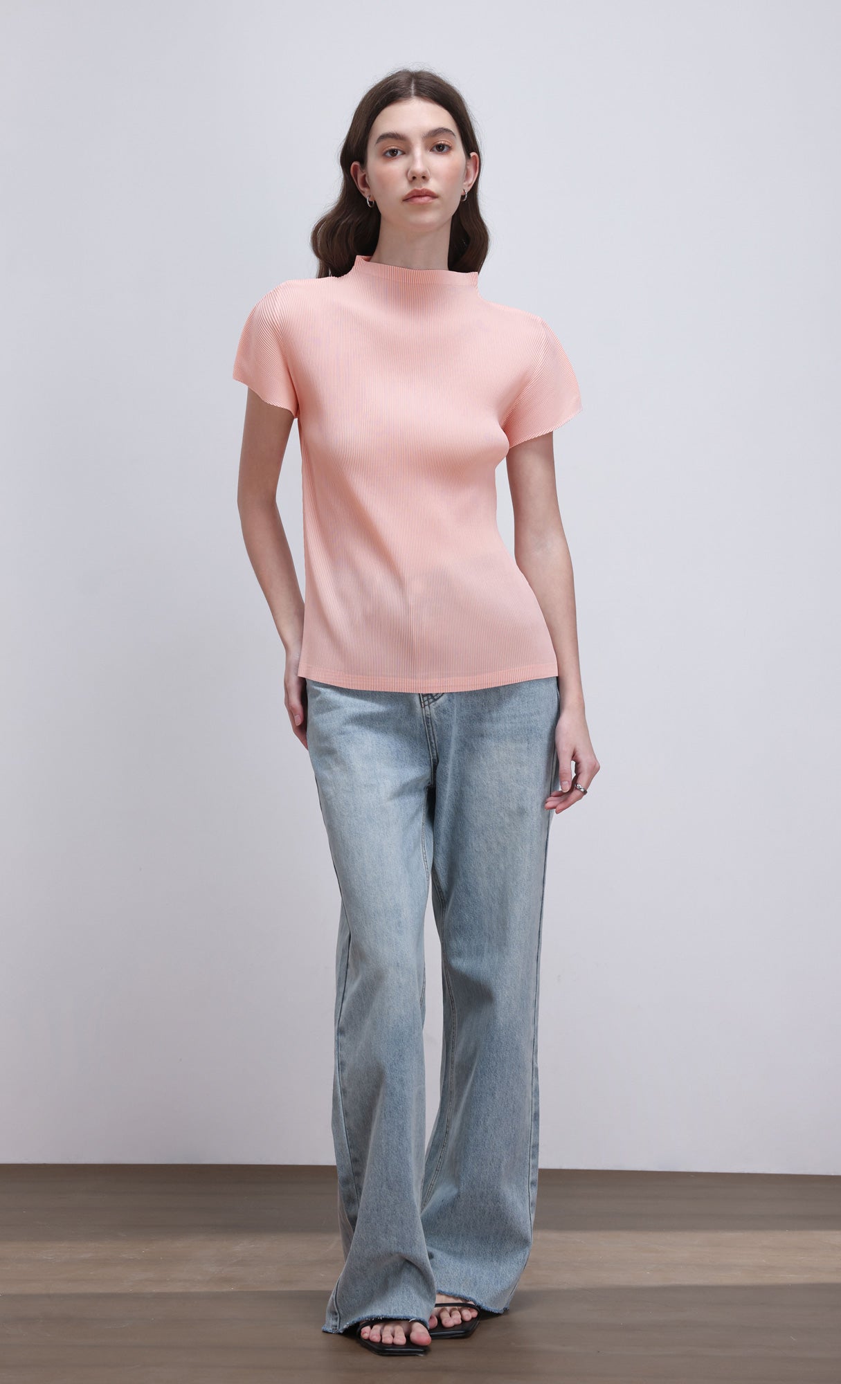 Lao pleated half neck top_pink