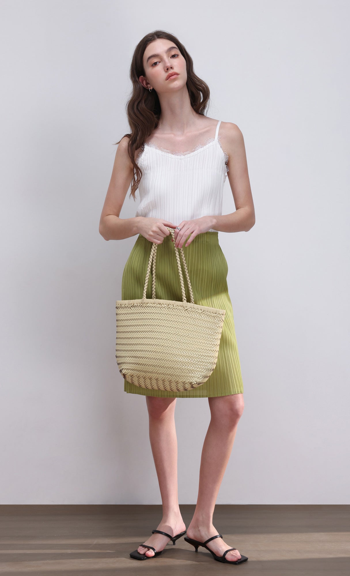 [Pouch SET] Kevin weaving leather shoulder bag_ivory