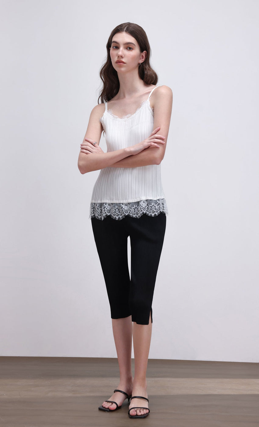 Pleated capri pants (black)