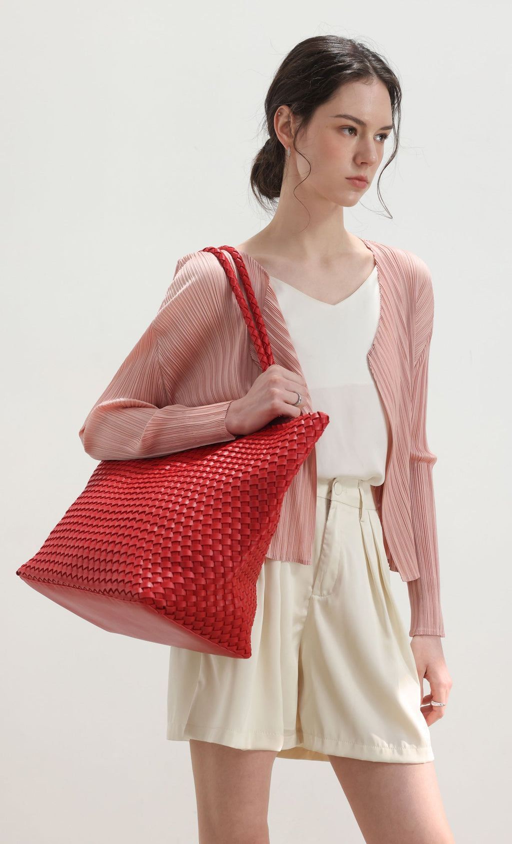 Ena weaving shopper bag_red