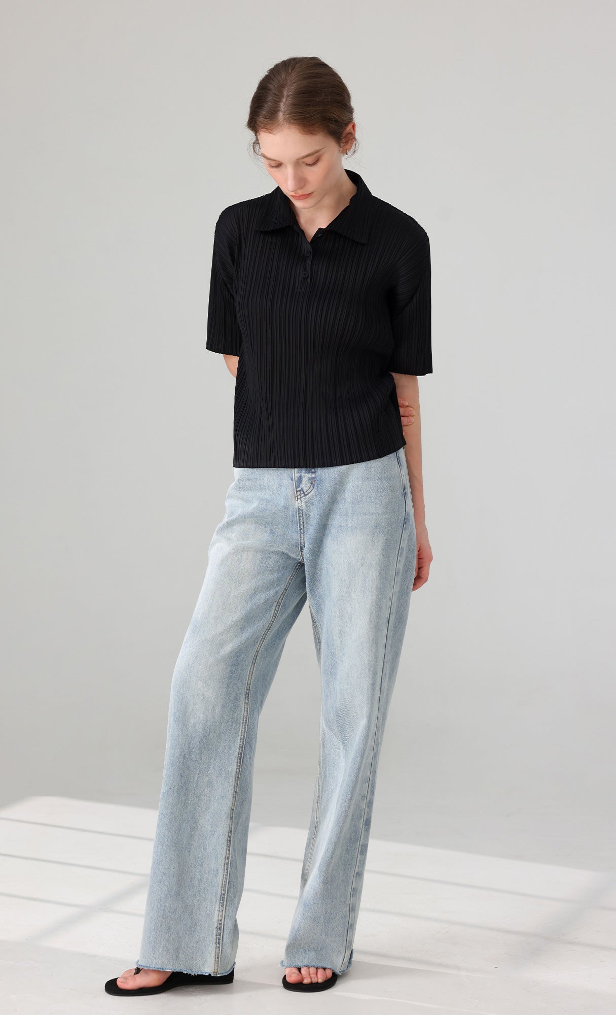 Essen Collard pleated Shirts_black