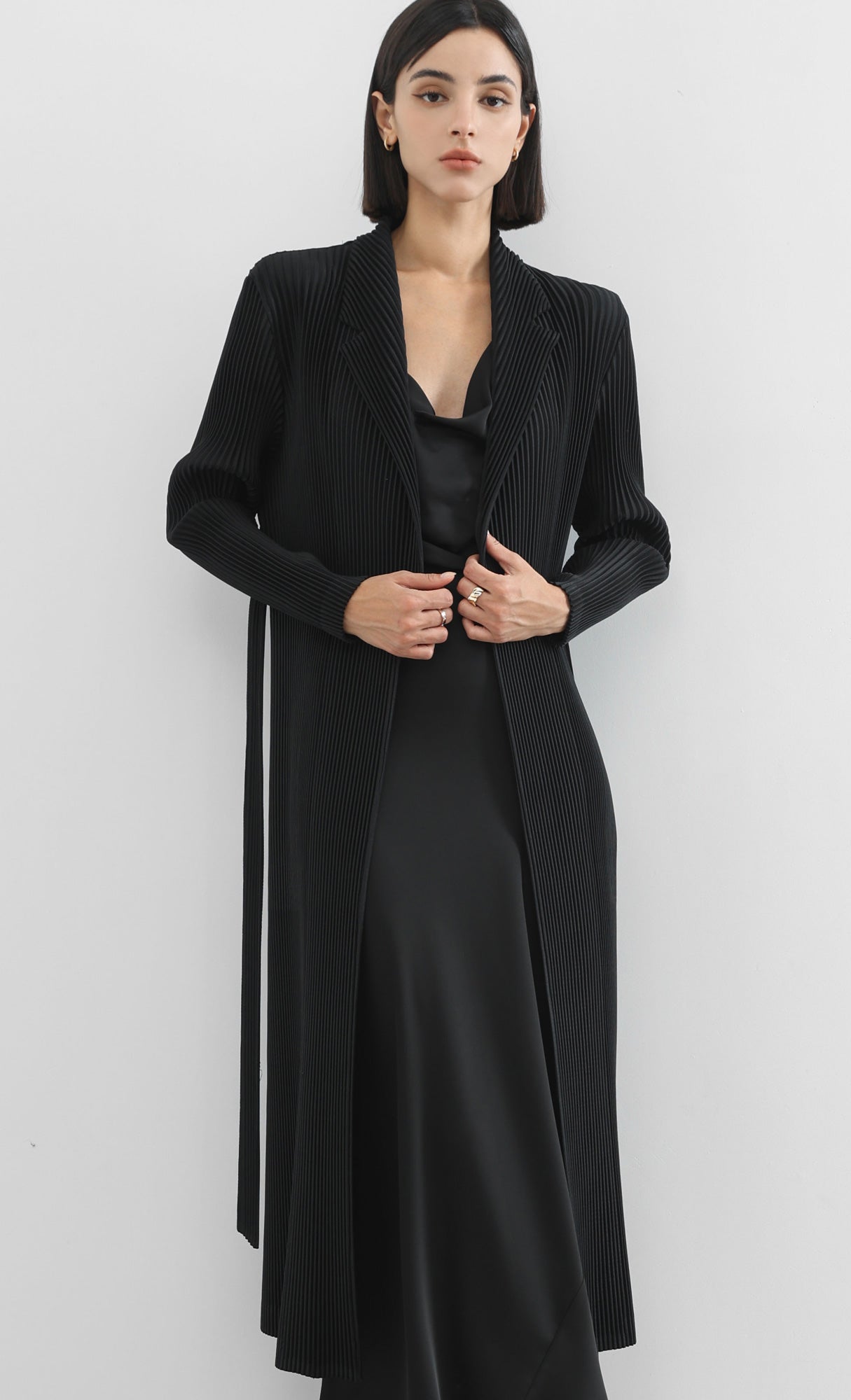 haze pleated belted trench_black