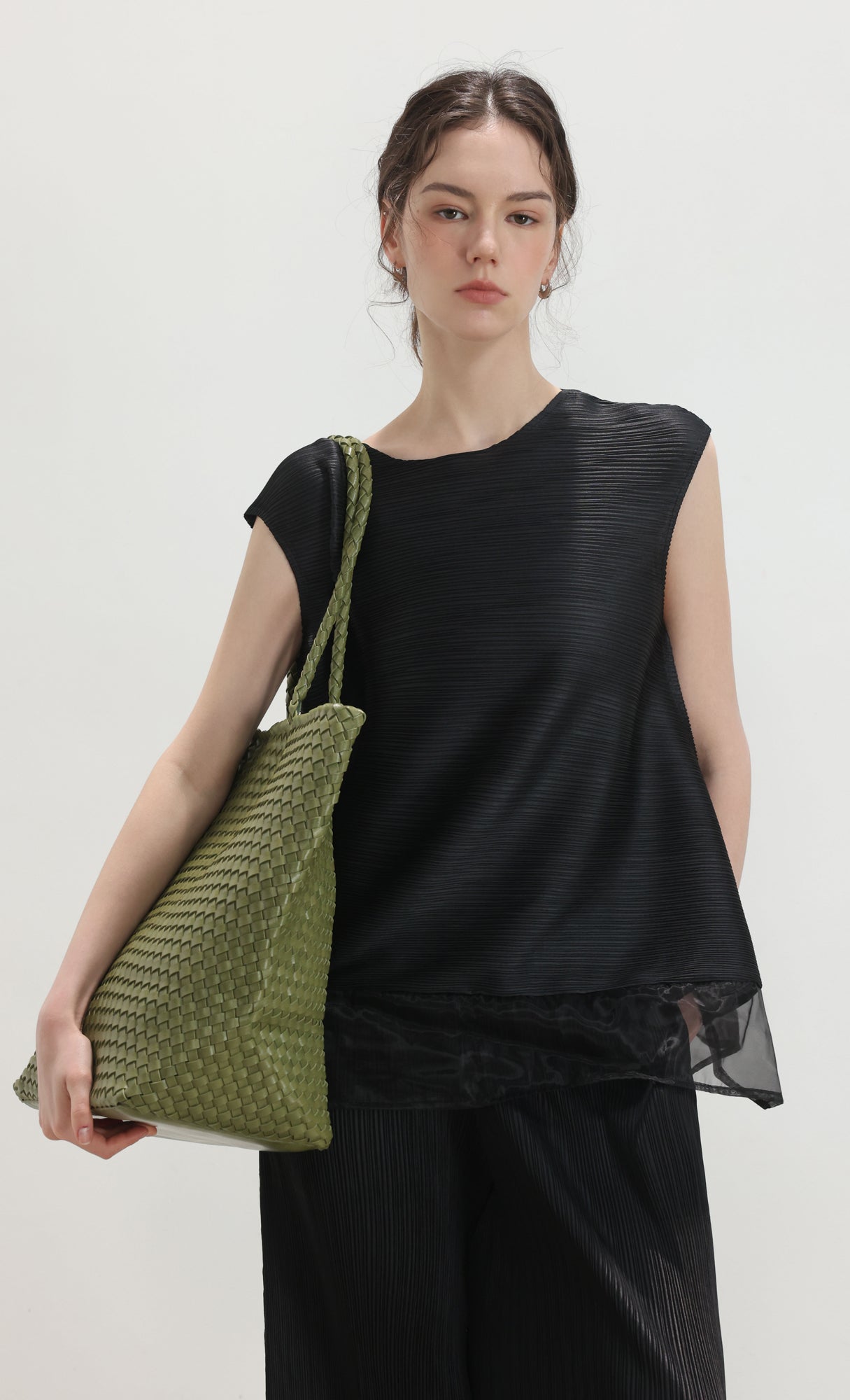 Ena weaving shopper bag_green