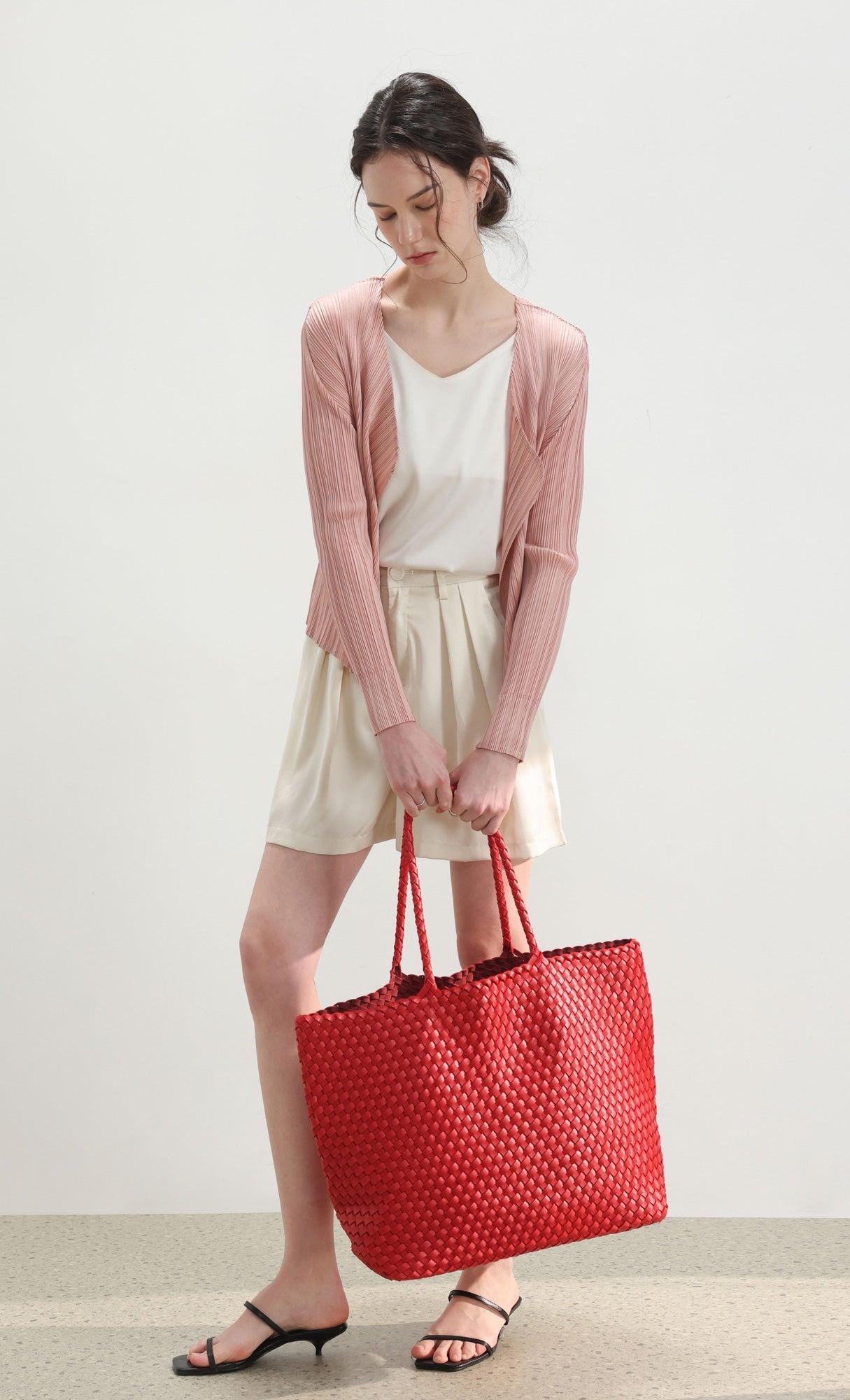 Ena weaving shopper bag_red
