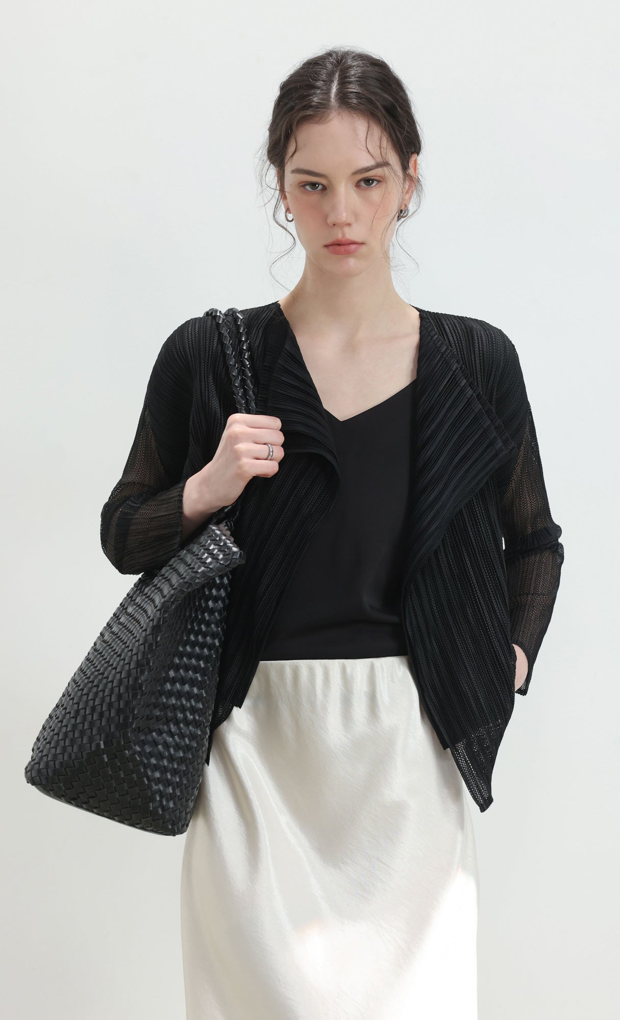 Ena weaving shopper bag_black