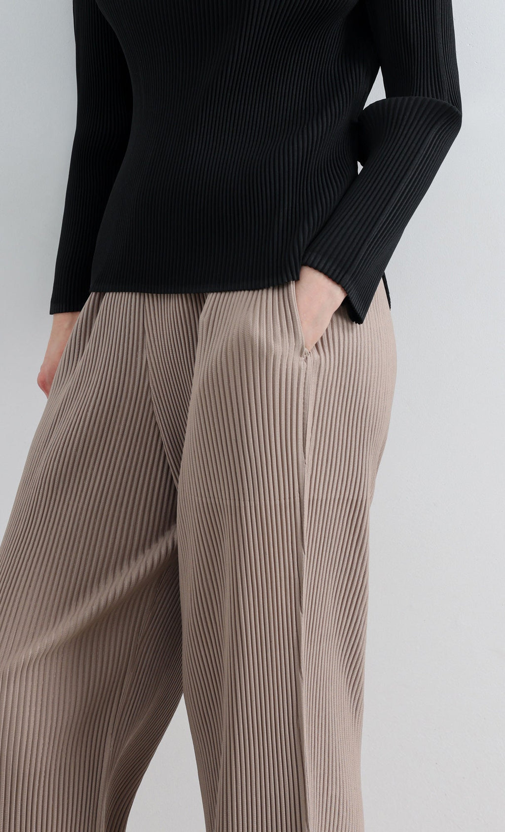 Essential Relaxed Pleated Pants_Beige