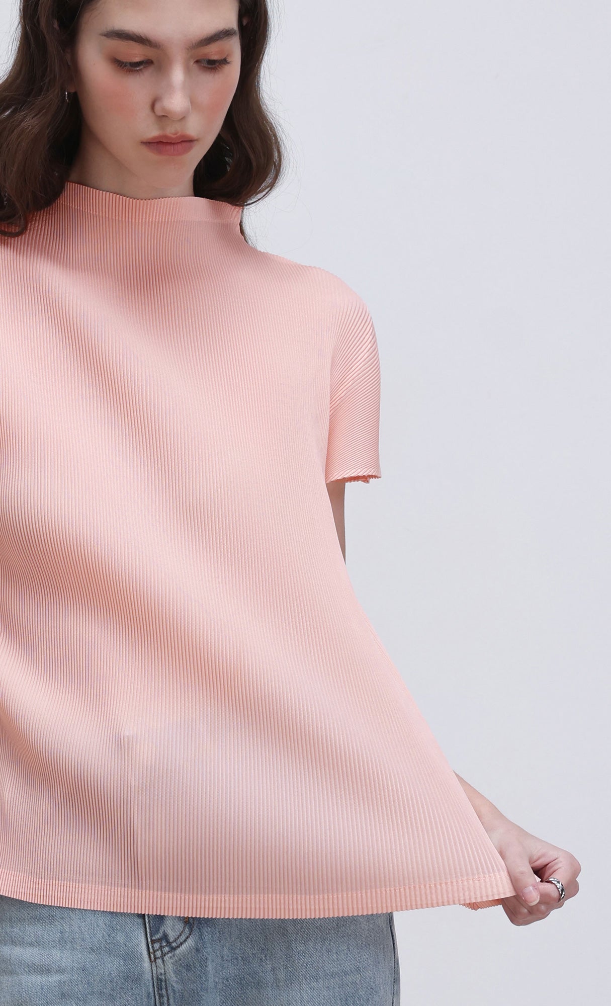 Lao pleated half neck top_pink