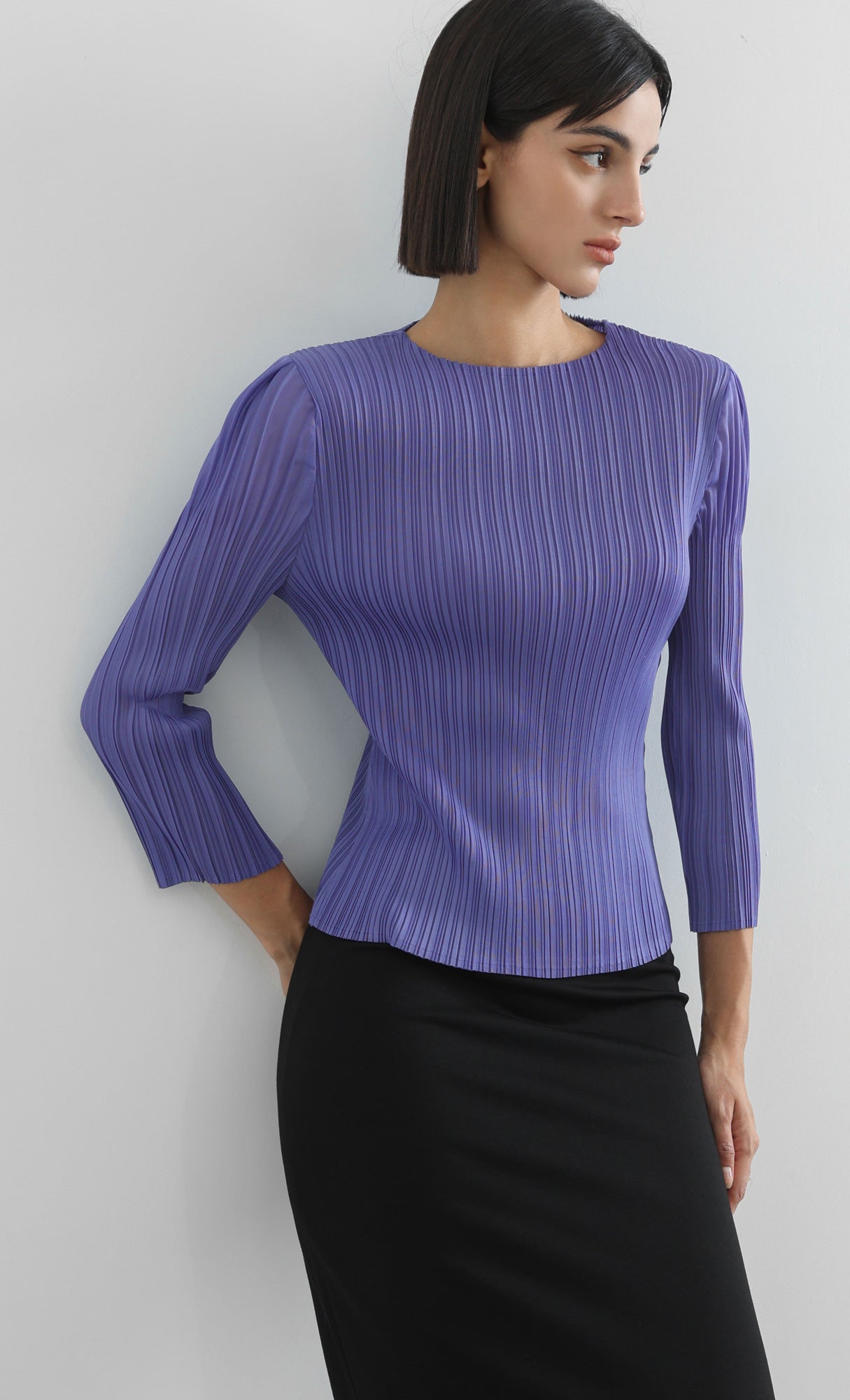 jas puff pleated top_2colors