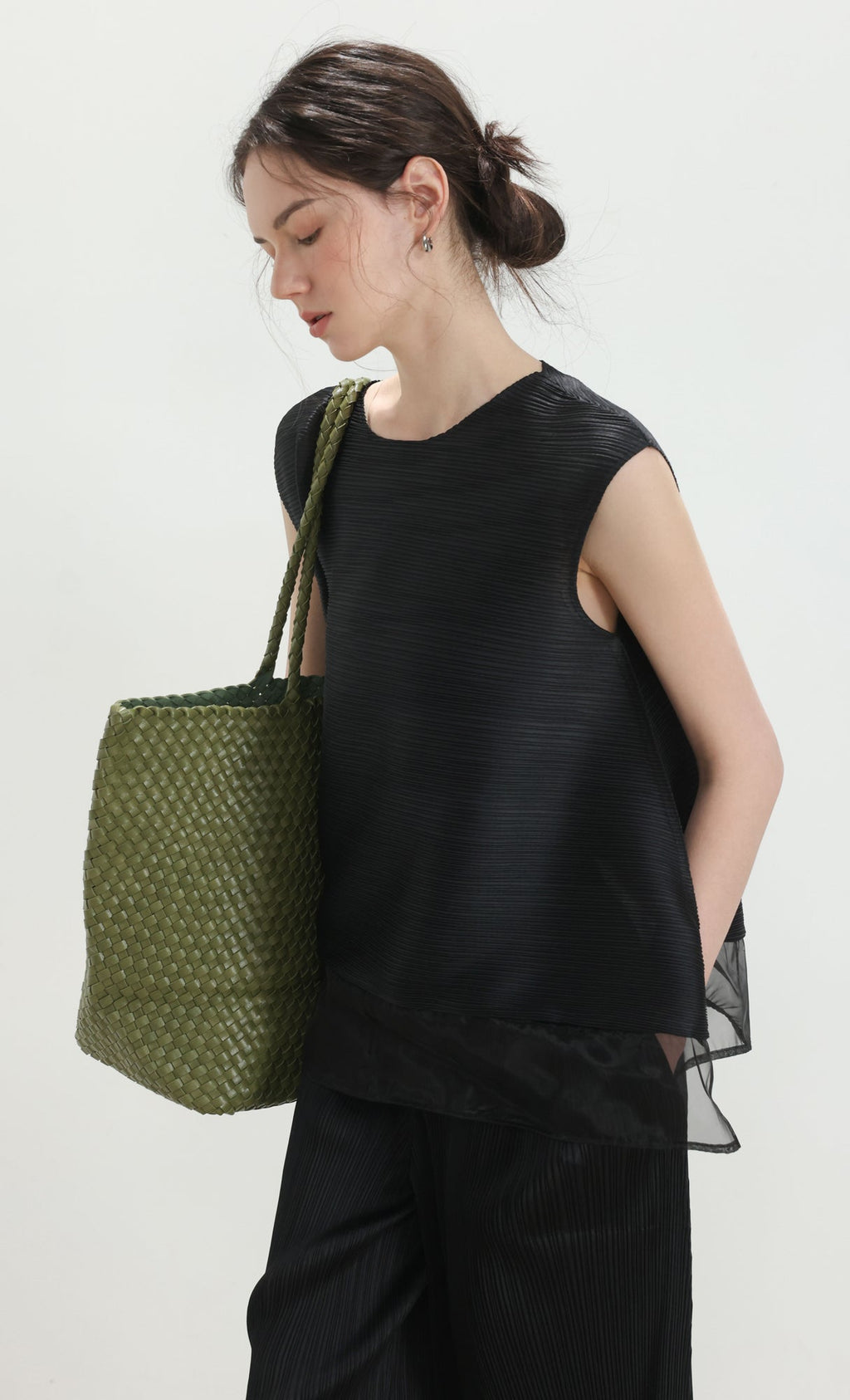 Ena weaving shopper bag_green
