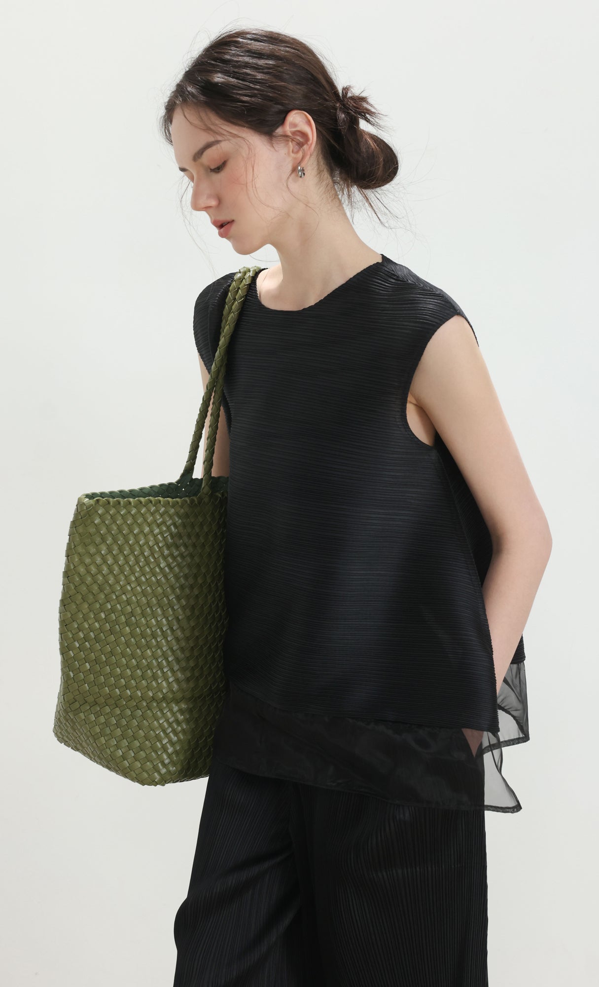 Ena weaving shopper bag_green