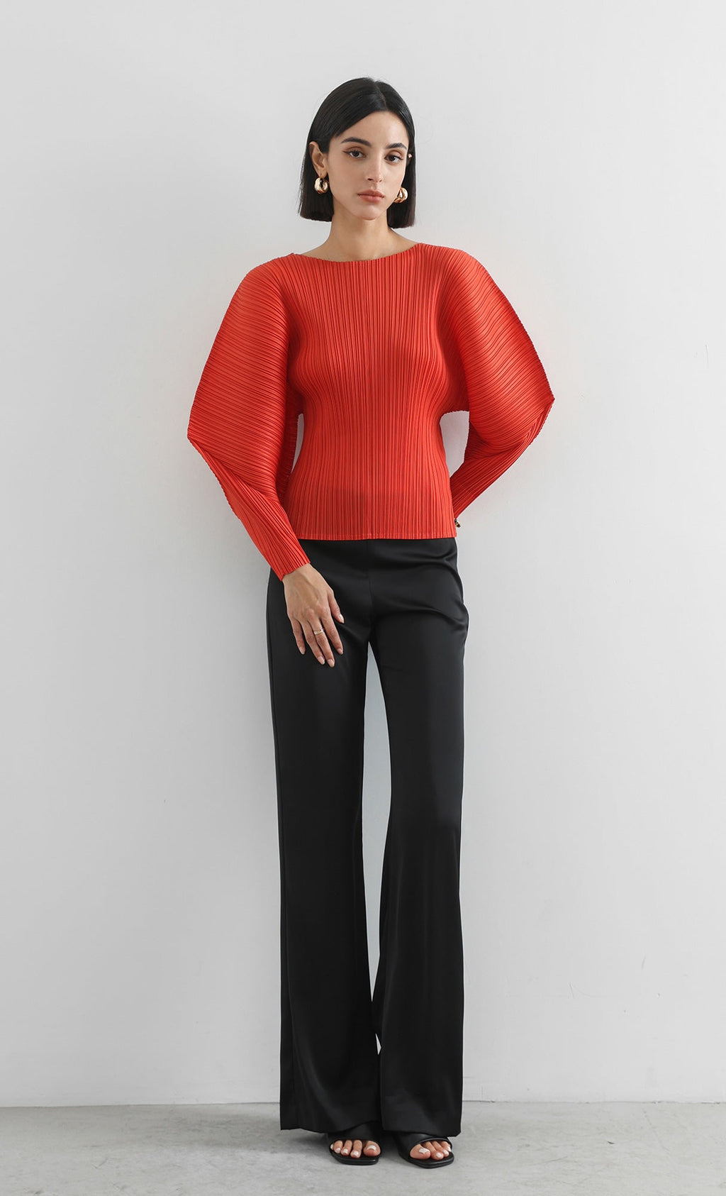 bloom pleated blouse_red