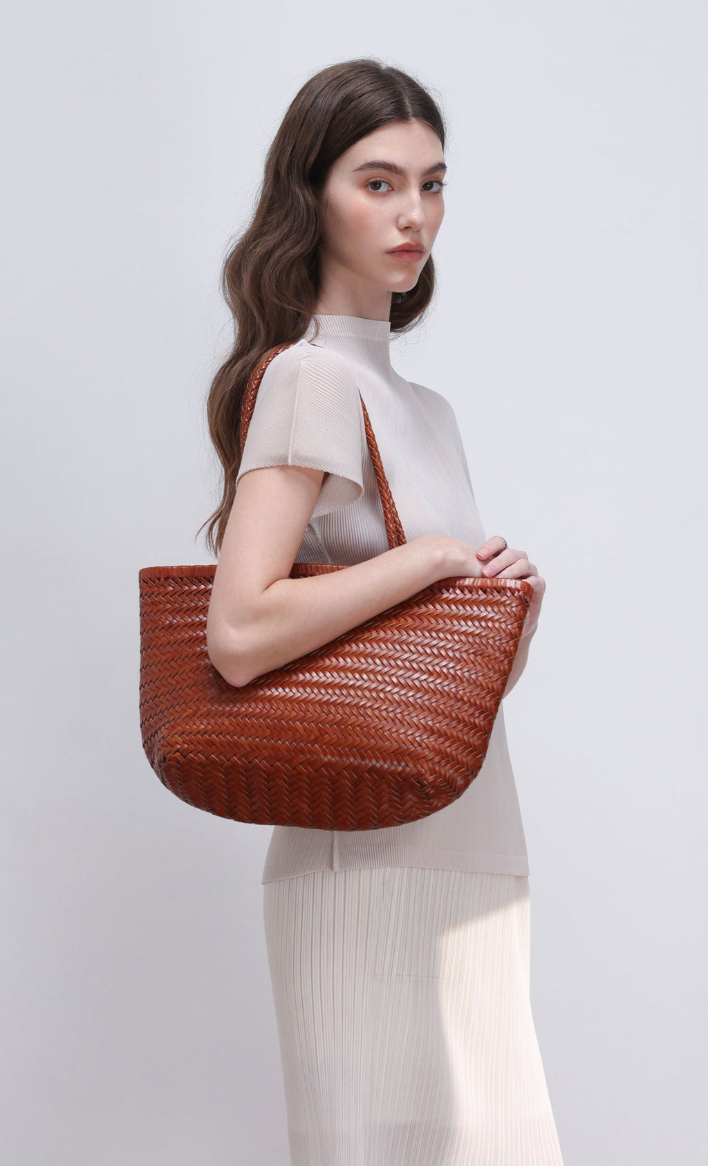 [Pouch SET] Kevin weaving leather shoulder bag_camel