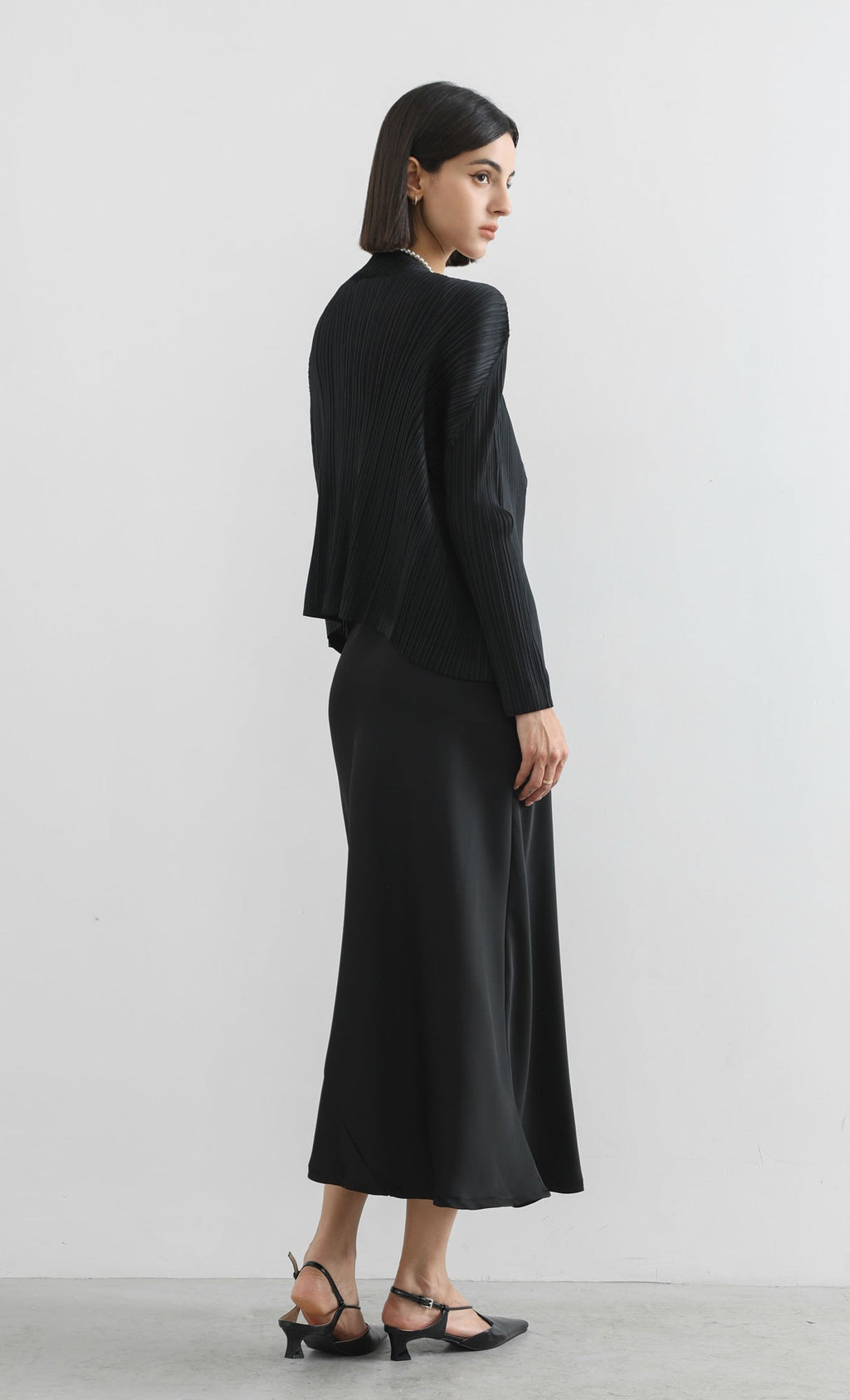 modi pleated cardigan_black