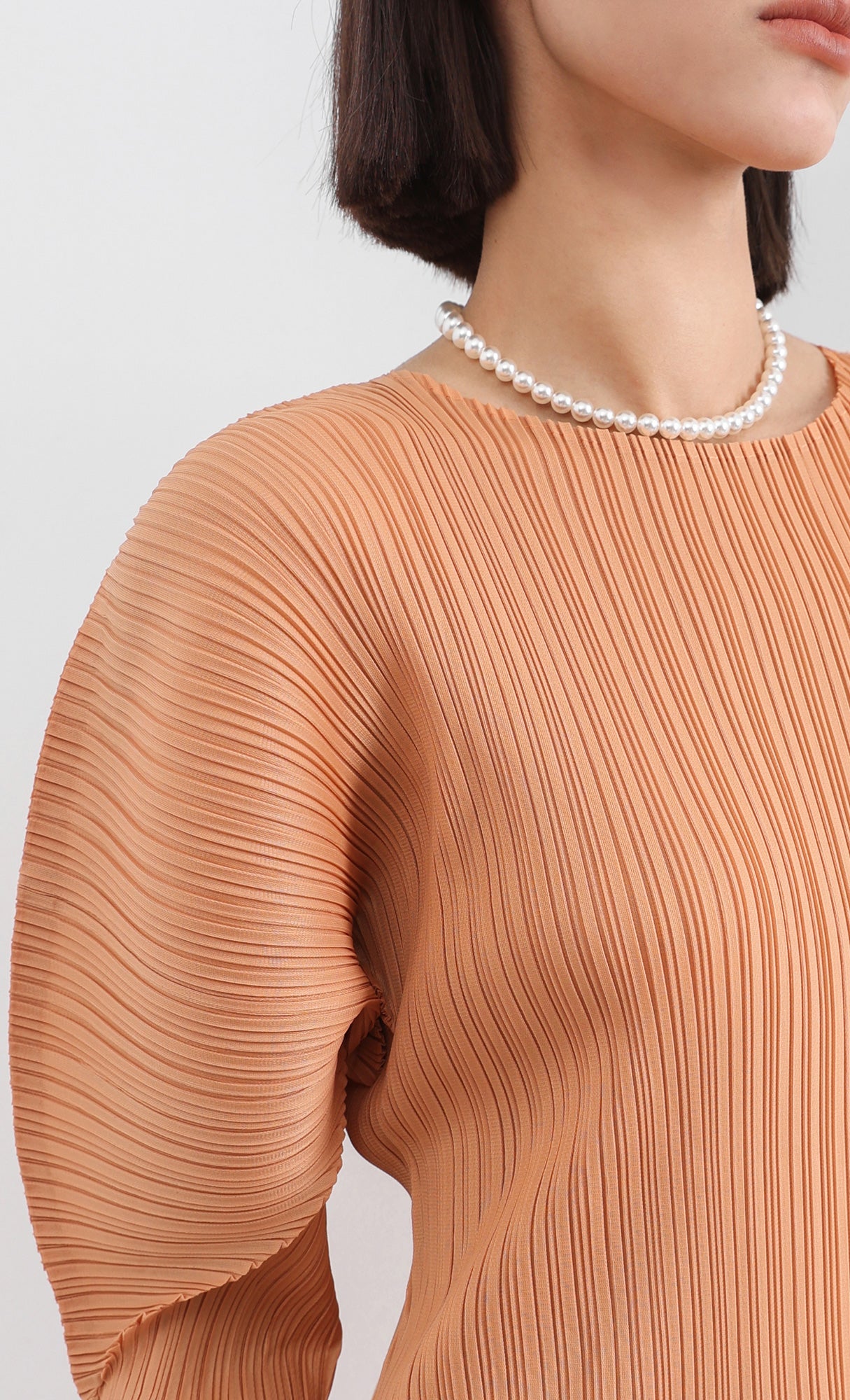 arc pleated dress_orange