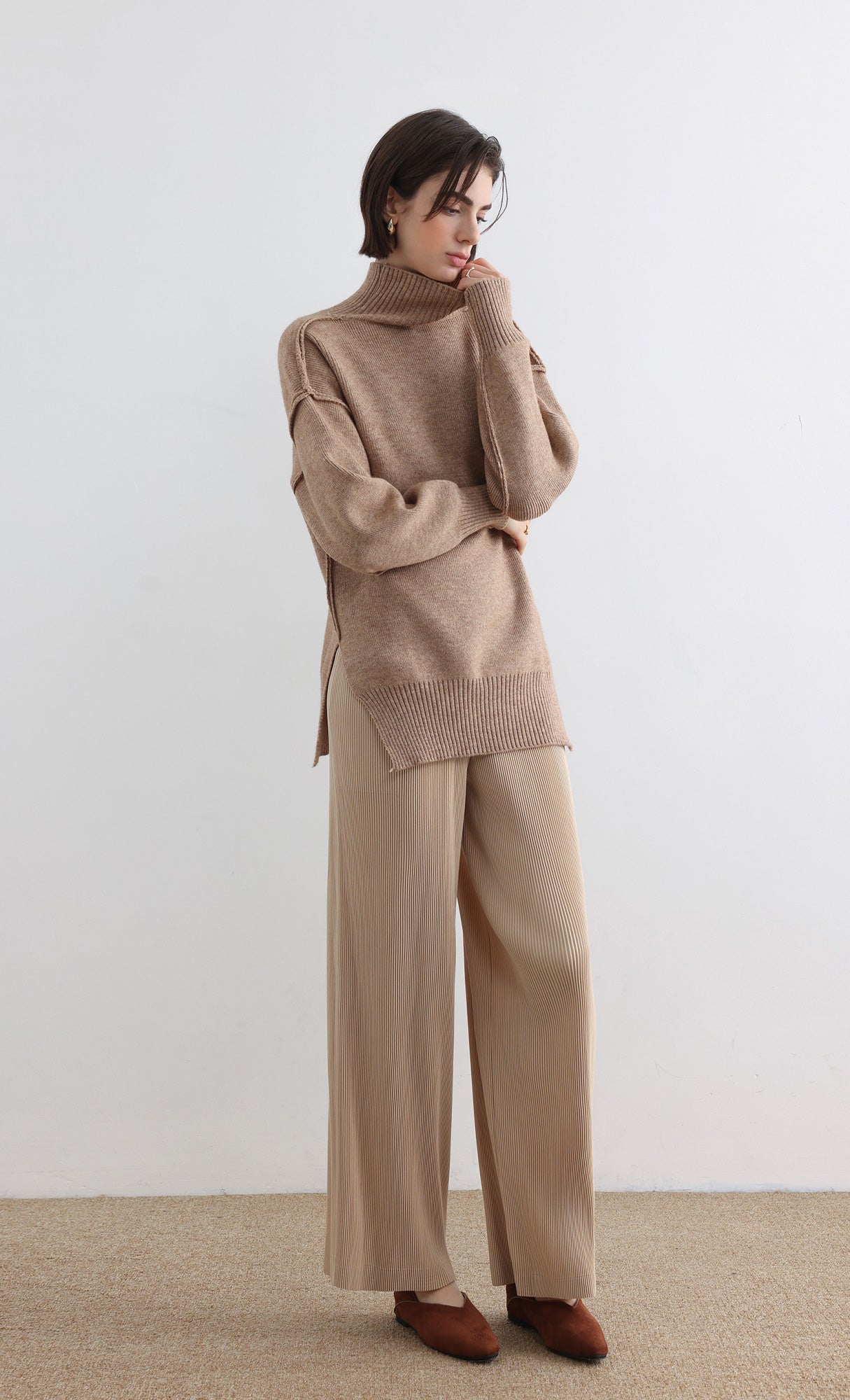 Massino Pleated Pants_Light Beige