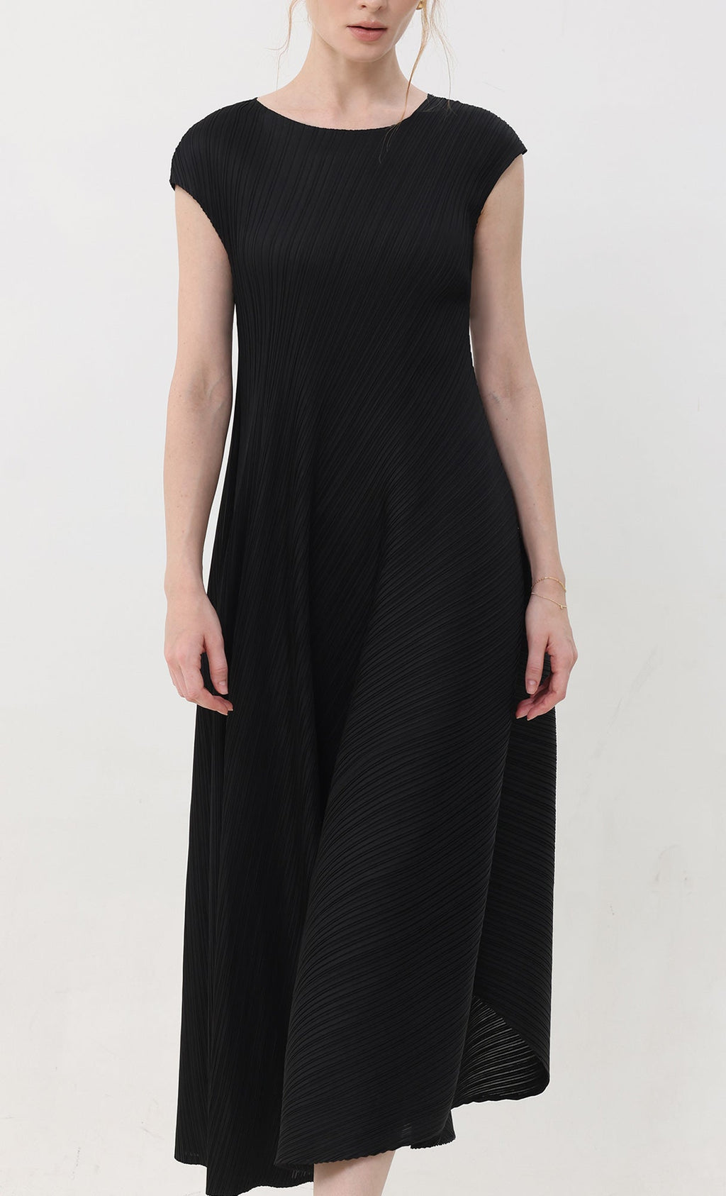Rosy flare pleated dress_black