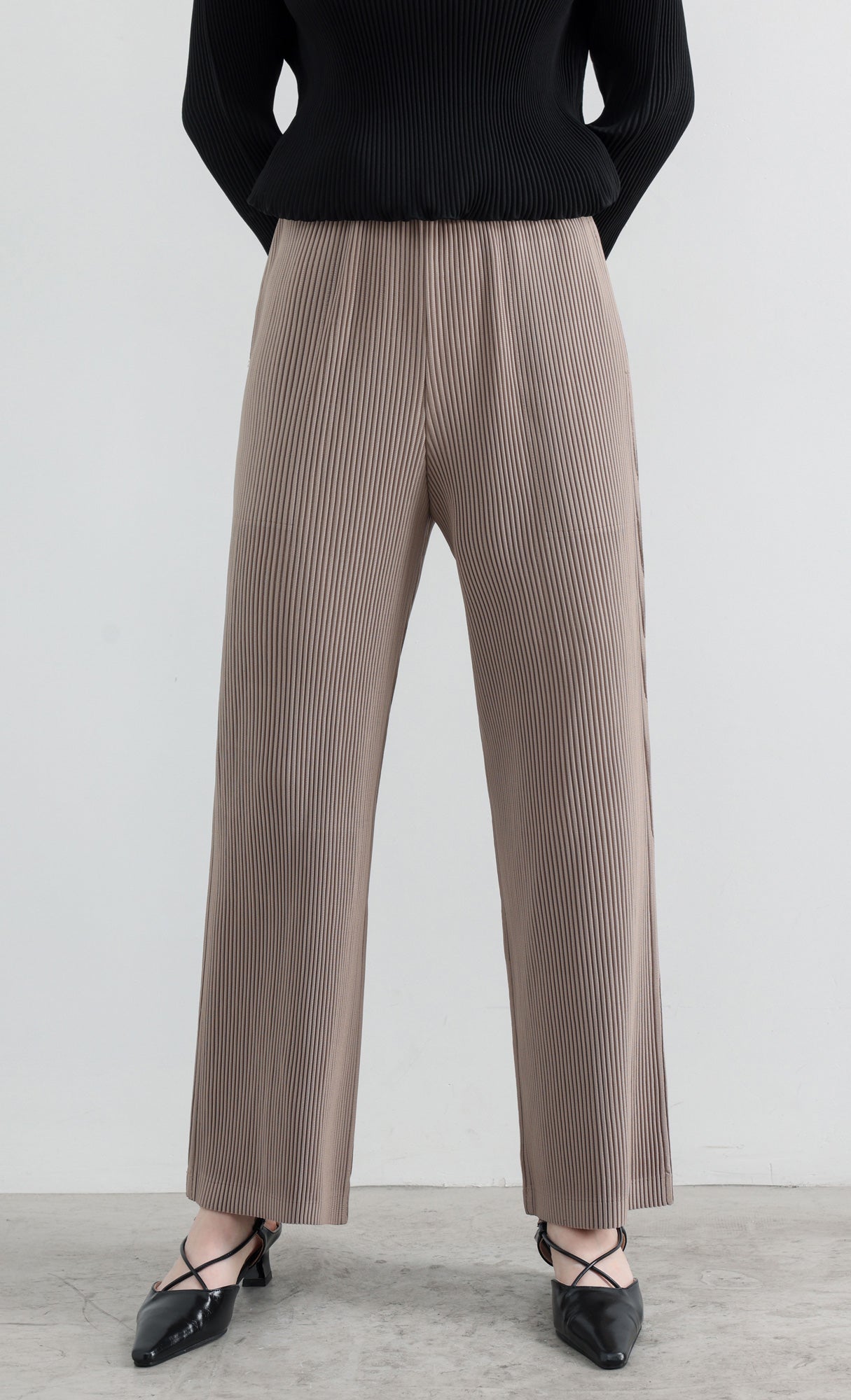 Essential Relaxed Pleated Pants_Beige