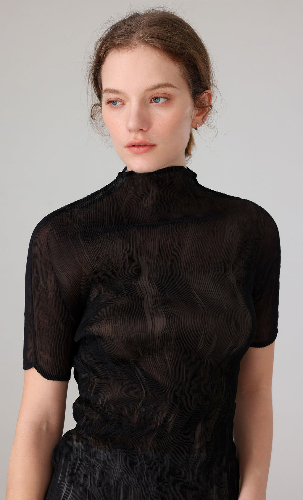 Roco crinkle pleated Top_black