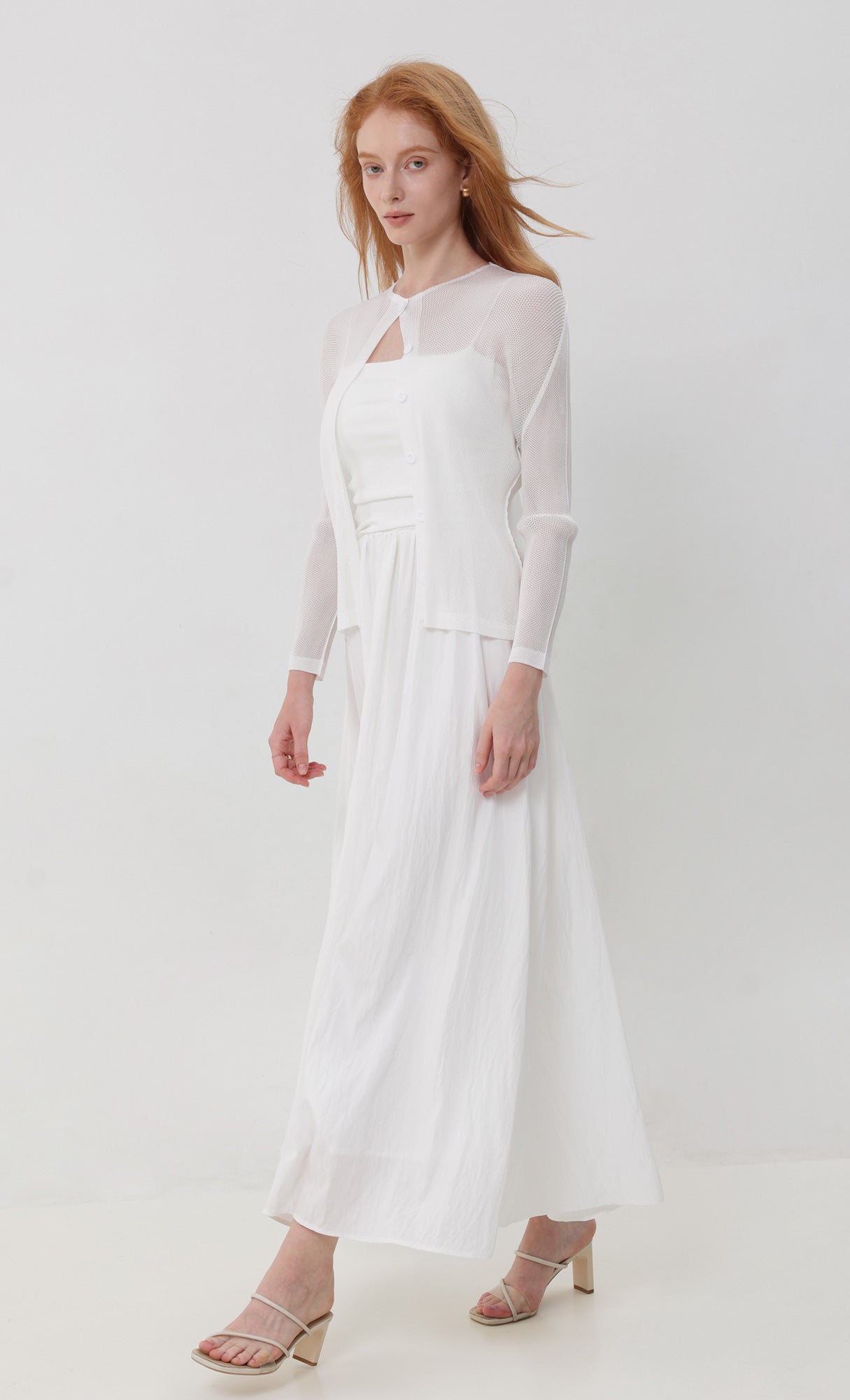 Sheer pleated cardigan_ivory