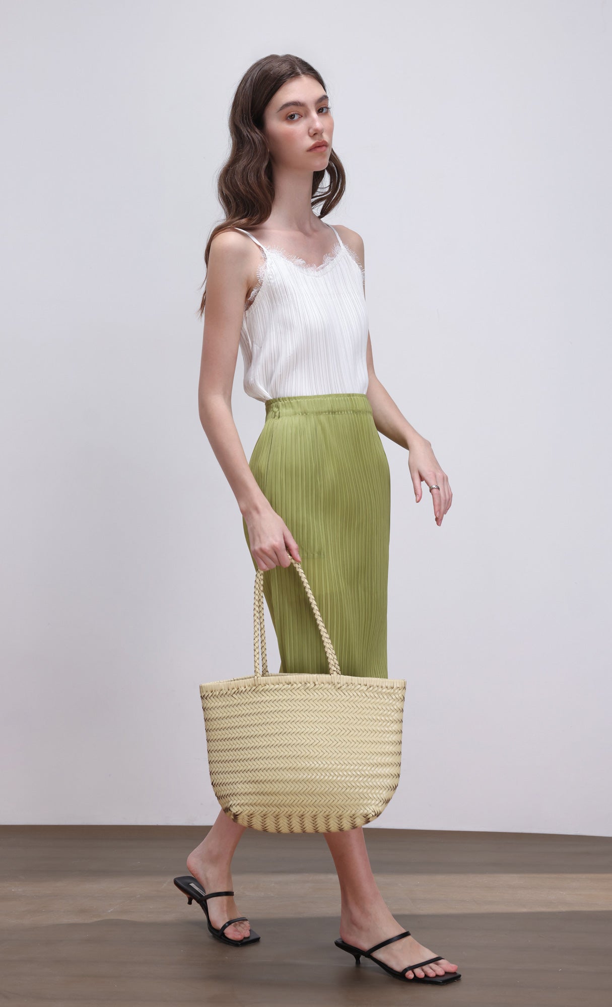 [Pouch SET] Kevin weaving leather shoulder bag_ivory