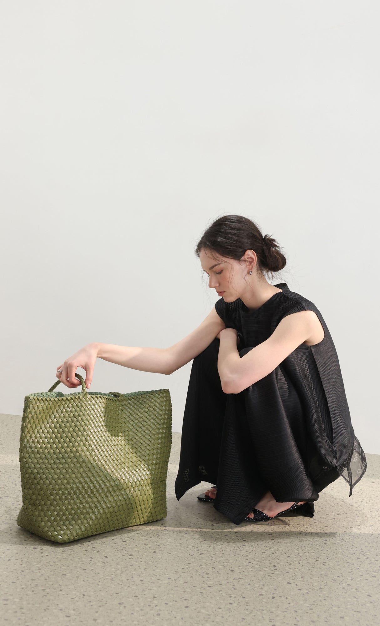 Ena weaving shopper bag_green