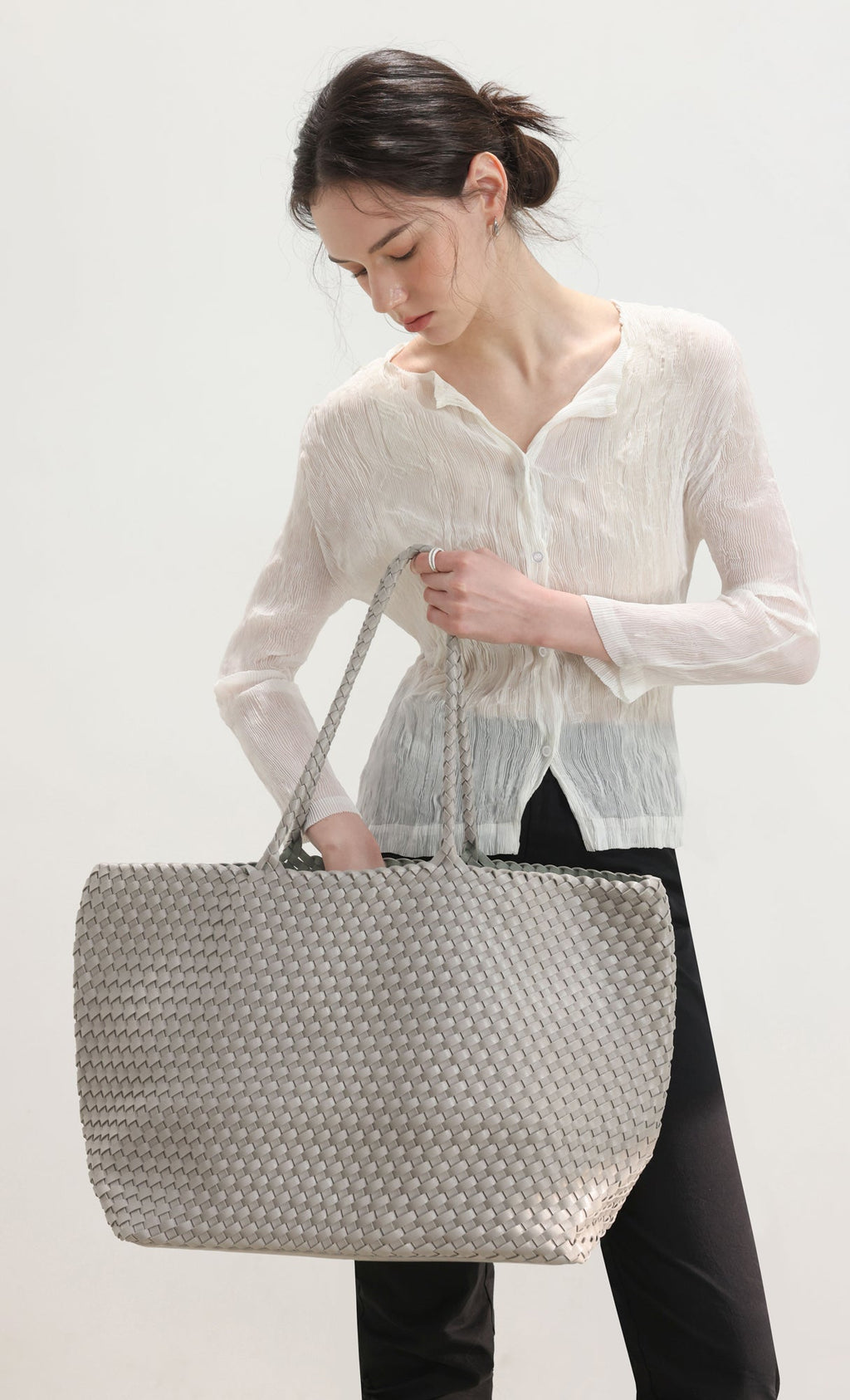 Ena weaving shopper bag_grey