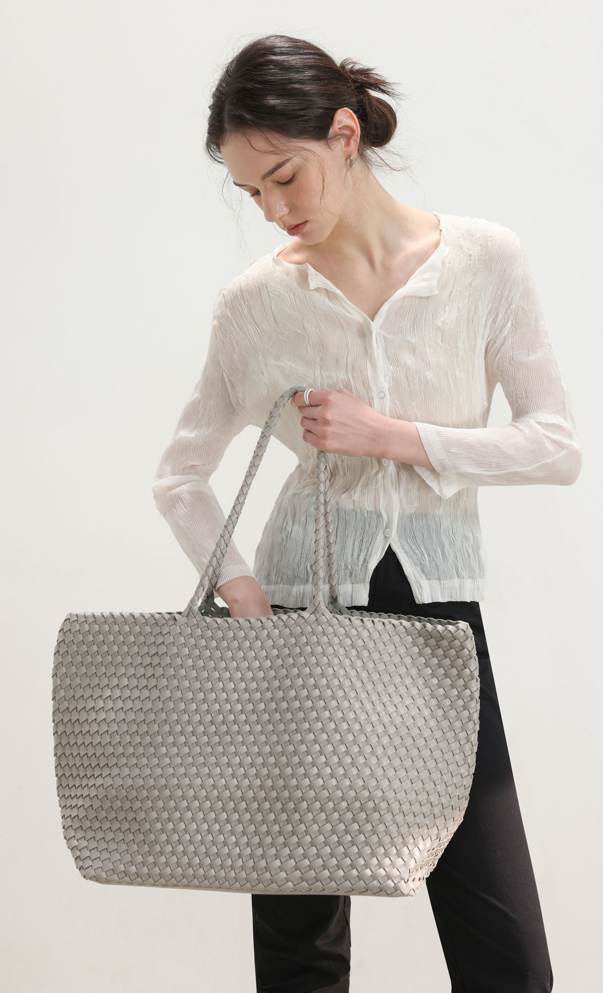 Ena weaving shopper bag_grey