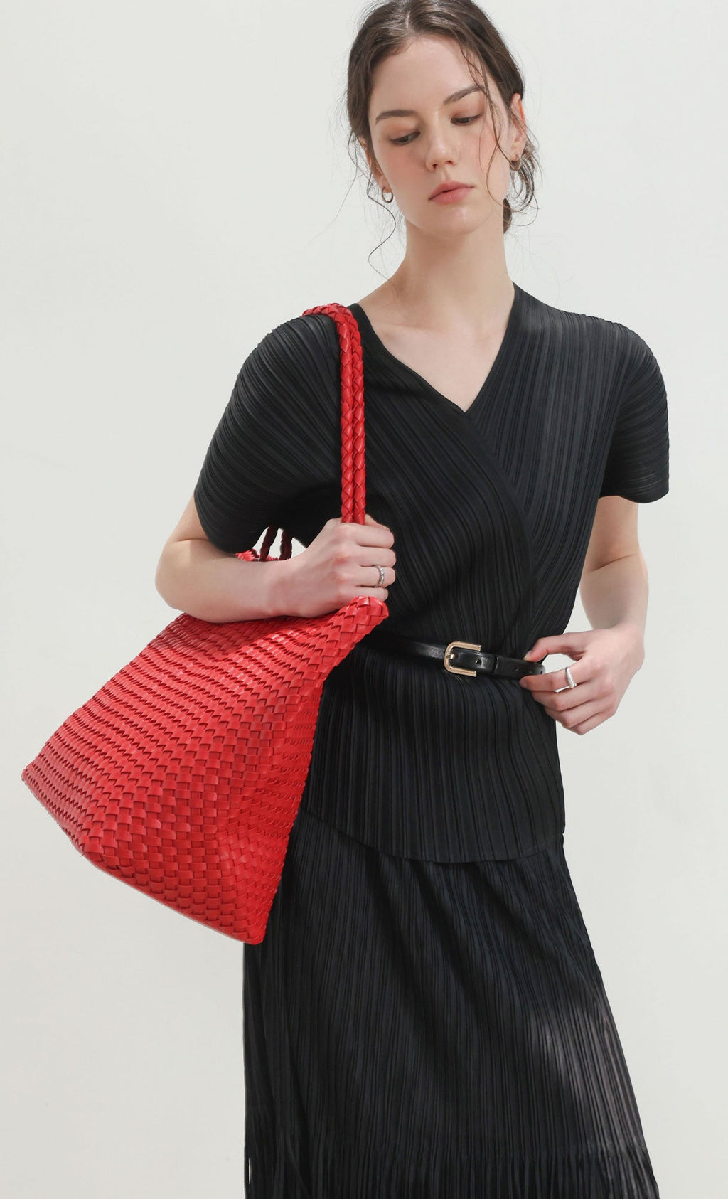 Ena weaving shopper bag_red