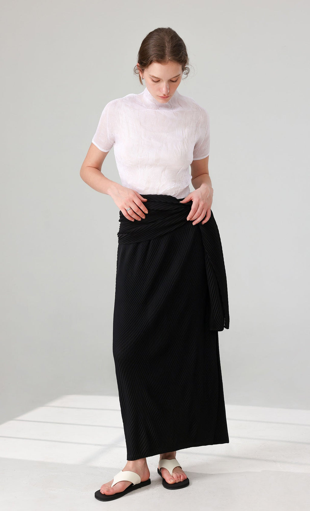 Lune Pleated Skirt_black
