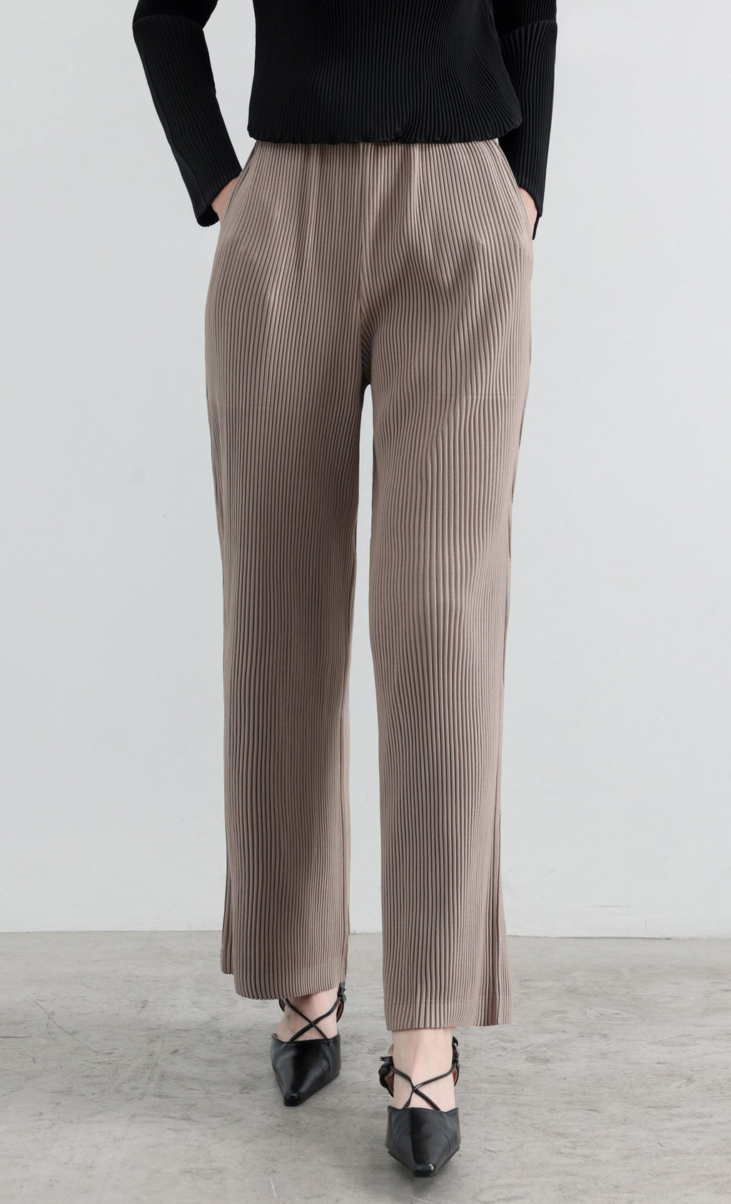 Essential Relaxed Pleated Pants_Beige