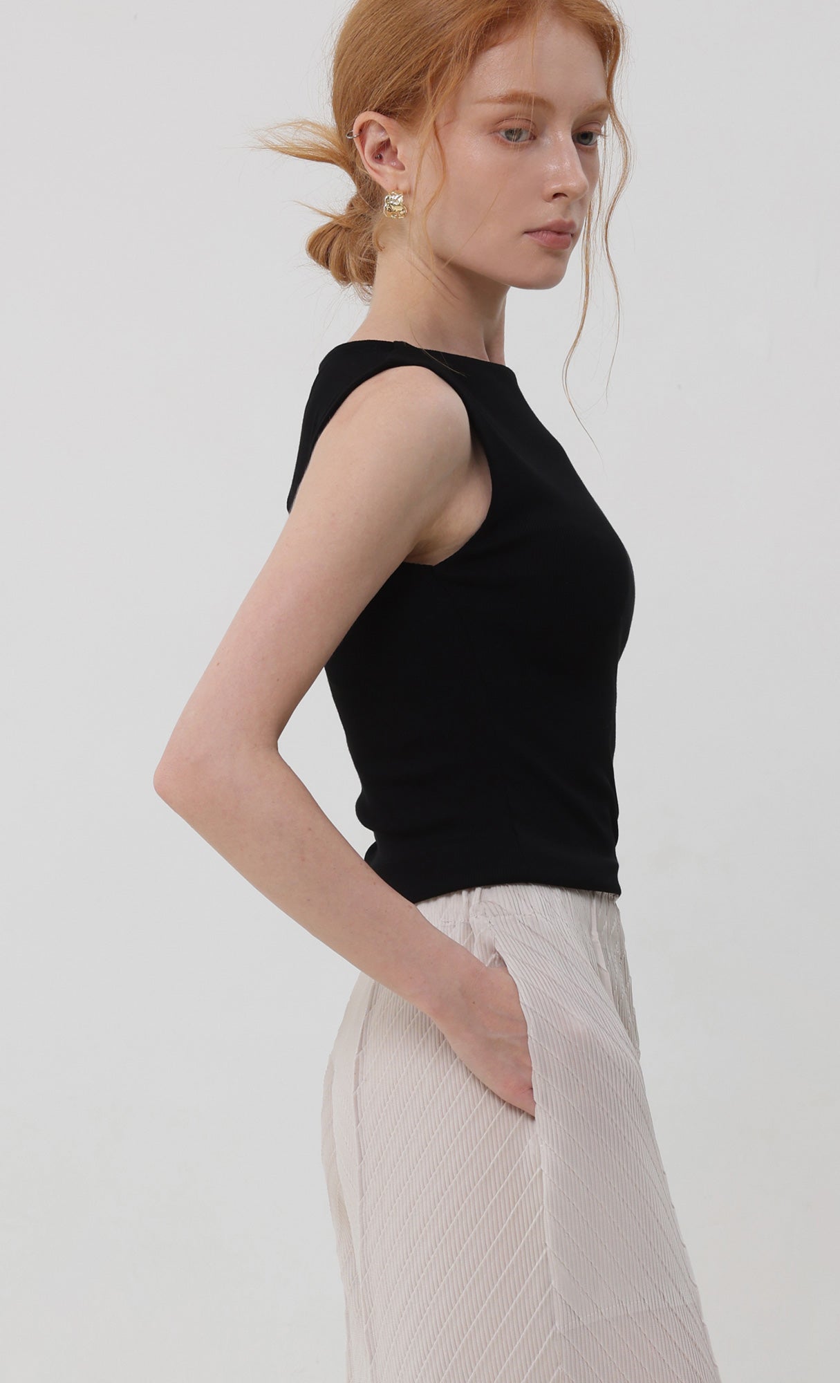 Flow pleated wide leg pants_lightbeige